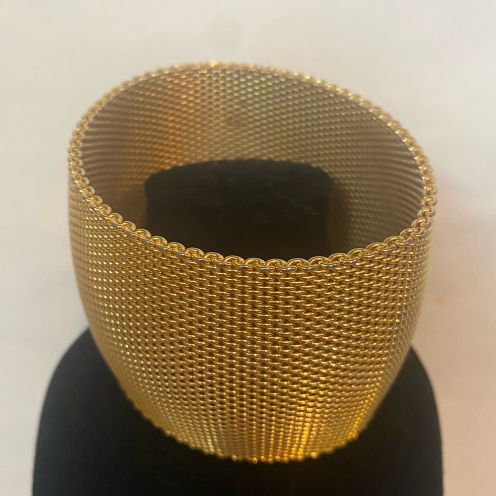 R J Graziano x Saks Fifth Avenue Gold mesh 2 inch wide bracelet